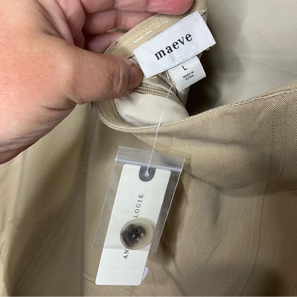 Anthropologie Maeve pleated strapless dress collegiate tan women’s size large - Picture 10 of 12